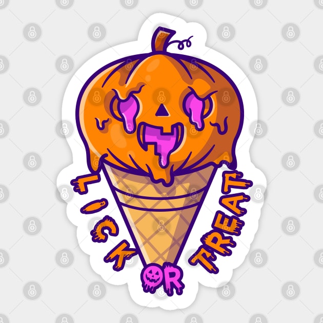 Ice Cream Pumpkin Halloween - Funny Sticker by Ravensdesign